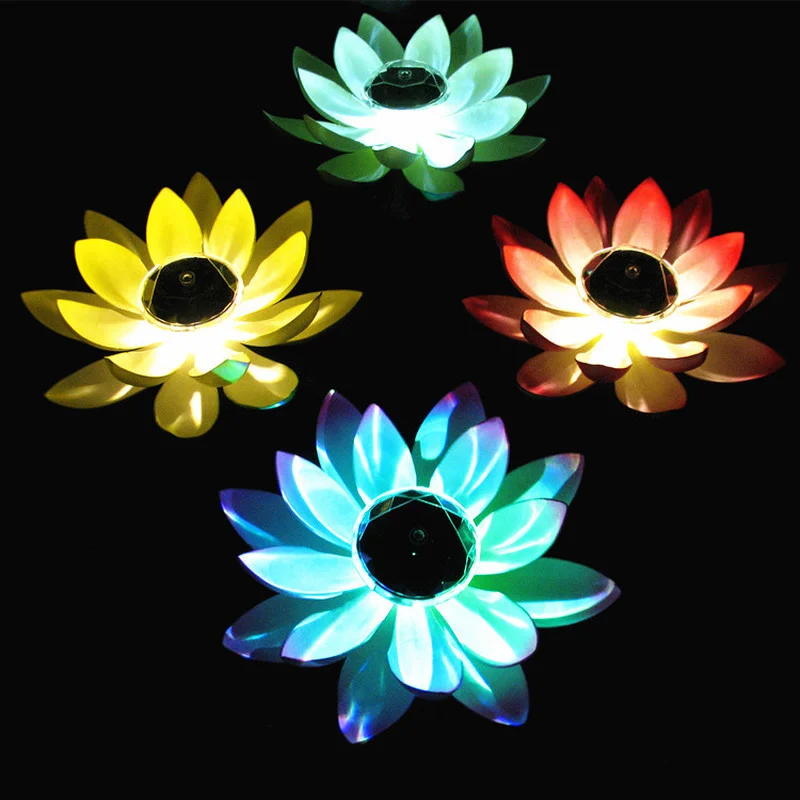 Solar Powered Flower Light Artificial Lotus Shape Floating Pond Garden Decoration Pool RGB Lamp Led Night Light Solar Pool Light wedding bouquet handmade artificial flower rose buque casamento bridal bouquet for wedding decoration ramos de novia