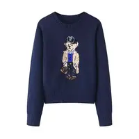 New 2024 Autumn Winter Pullover Sweater Women Cashmere Knitwear Tops Bear Print Warm Pullovers Korean Fashion Chic Woman Clothes - Image 3