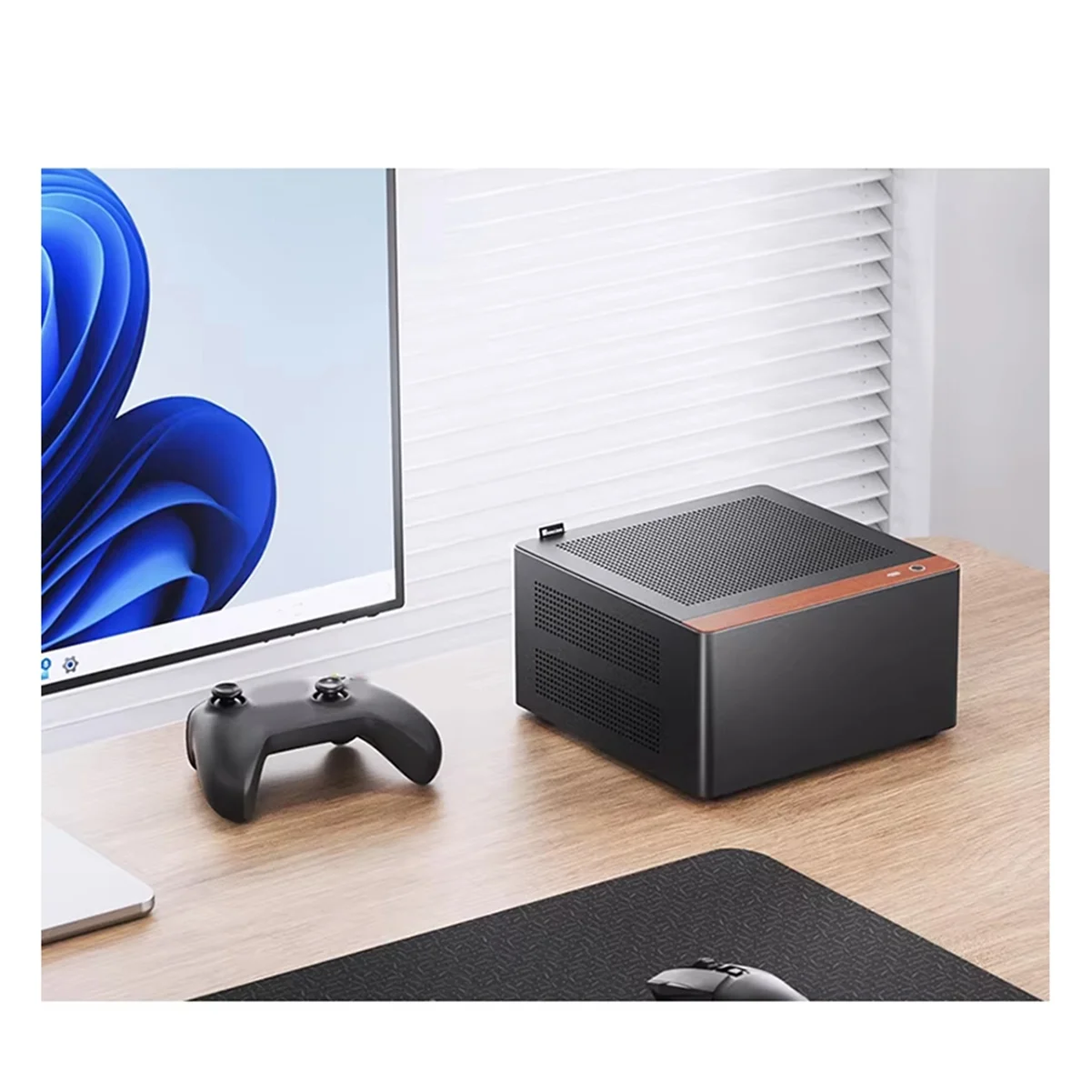 ABAN NV10 미니 ITX PC 케이스, 1U 전원 공급 장치 지원, 4.5L 용량, 컴팩트하고 우아한 디자인 블랙