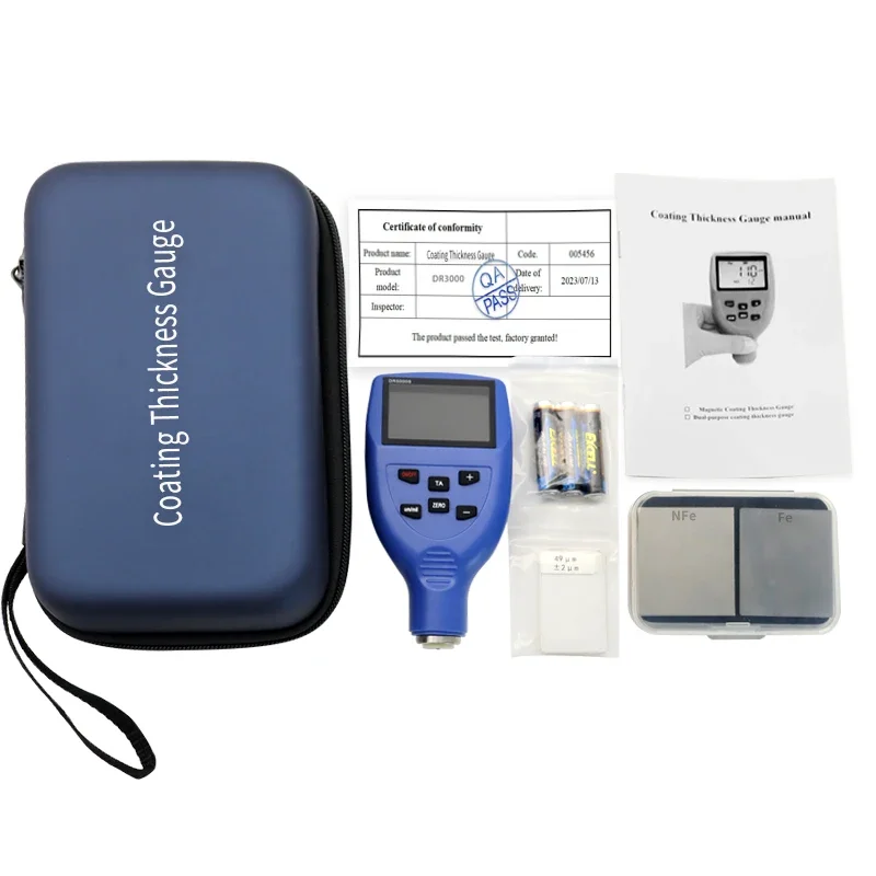 DR3000 Portable Paint Coating Thickness Gauge Meter Tester Digital Coating Thickness Gauge Magnetic Eddy Current Principle 3mm 5