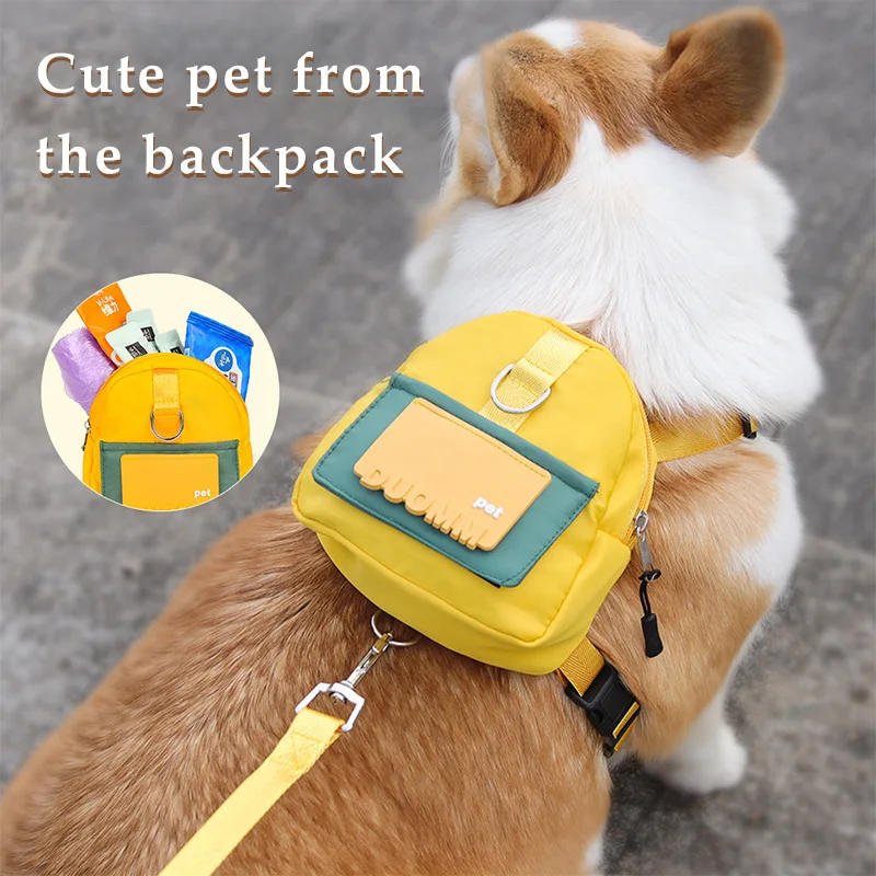 

Waterproof Pet Backpack For Dog Puppy Bag With Harness Collar Outdoor Travel Dog Snacks Backpack French Bulldog Dog Accessories