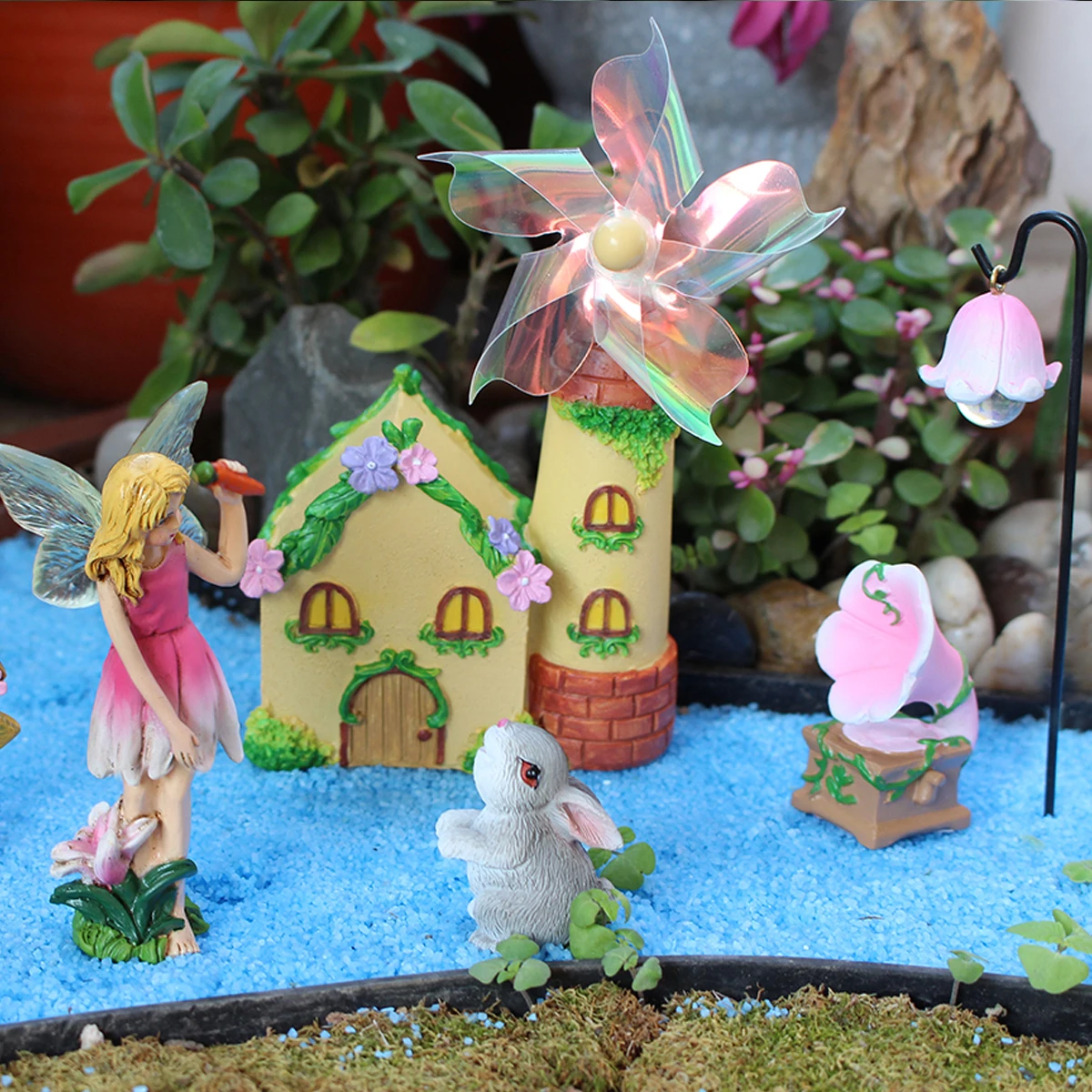7pcs/set Mini Fairy Garden Windmill Shed Art Sculpture, Outdoor - Main Image