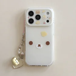 Cartoon Cute Rilakkuma White Brown Bear Mobile Phone Case - iPhone 17 Pro (With pendant - QSX)