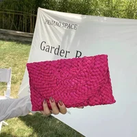 Fashionable Corn Husk Straw Bags Hand-woven Women Clutch Envelope Handbag Long Purse For Female Summer Beach Bag bolsa 2024 - Image 2