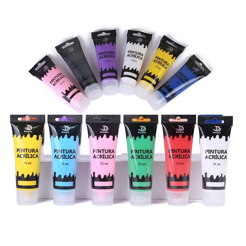 24 Colors 75ml Acrylic Paint Plastic Hose Waterproof Mural Art DIY Painted Paint Handmade