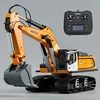 HUINA 1/14 Scale RC Excavator 599 Metal RTR Remote Control Digger Lights RC Car KABOLITE Heavy Machine Fun Toys Model 1