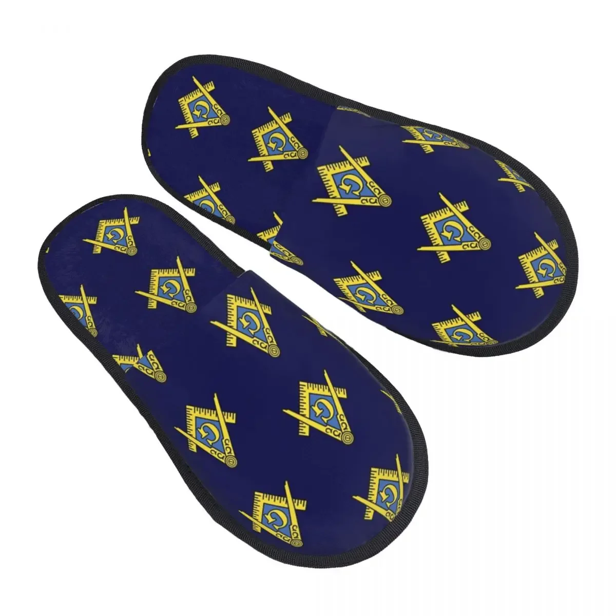 

Freemason Pattern Classic Square And Compass Masonic House Slippers Women Cozy Memory Foam Slip On Hotel Slipper Shoes