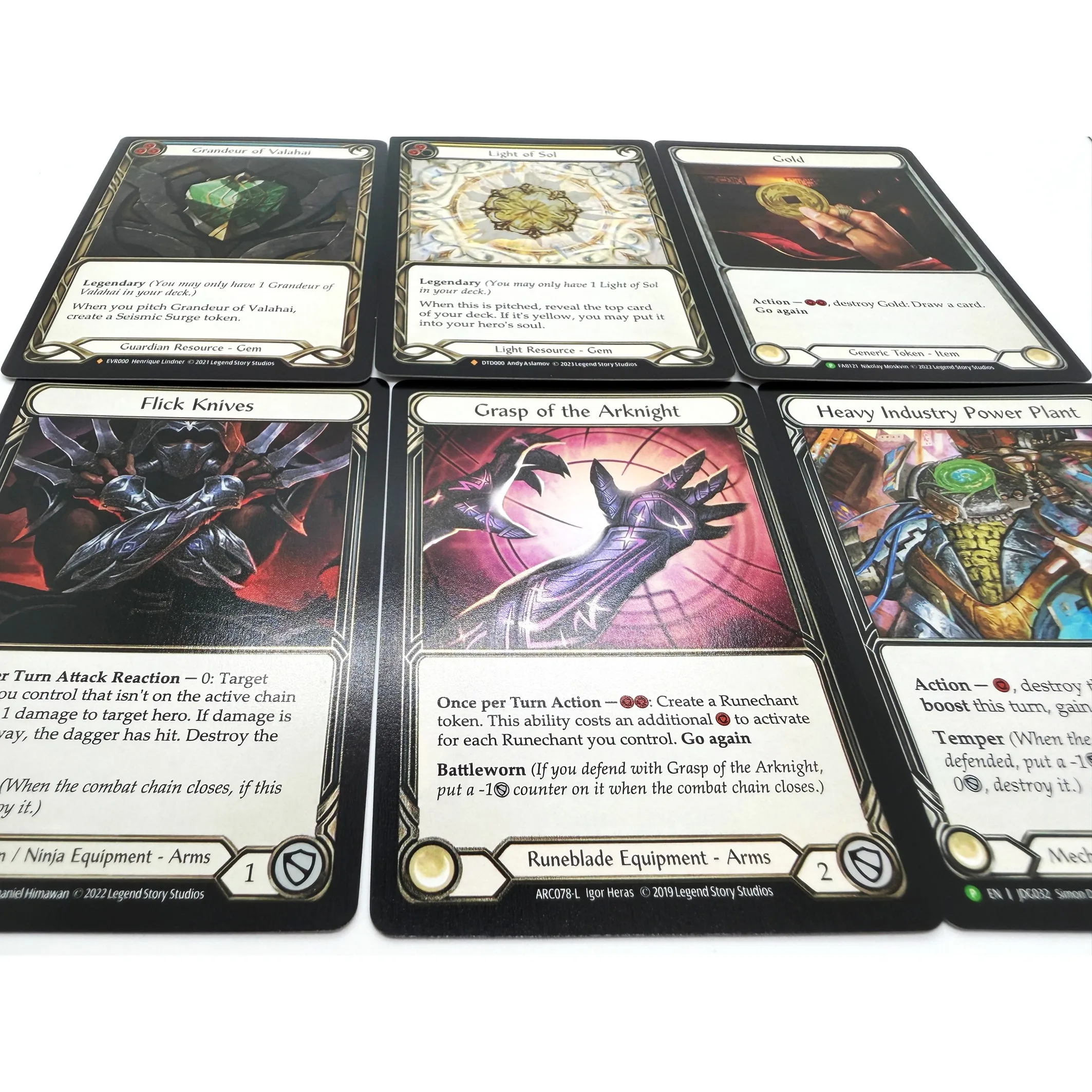 플레시 앤 블러드 TCG FAB 페이블드 & 저그 프로모션 세트 라이트 오브 솔, 그랜드르 오브 발라하이, 헤비 인더스트리 파워 플랜트 - DIY 프록시 카드