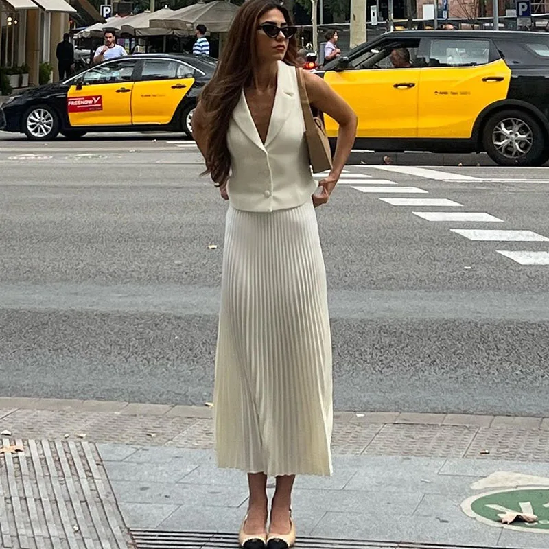 【HYBERNAT】Pleats Skirt Slim Vest Onepiece Designer fashion, Seoul-fully created | W Concept
