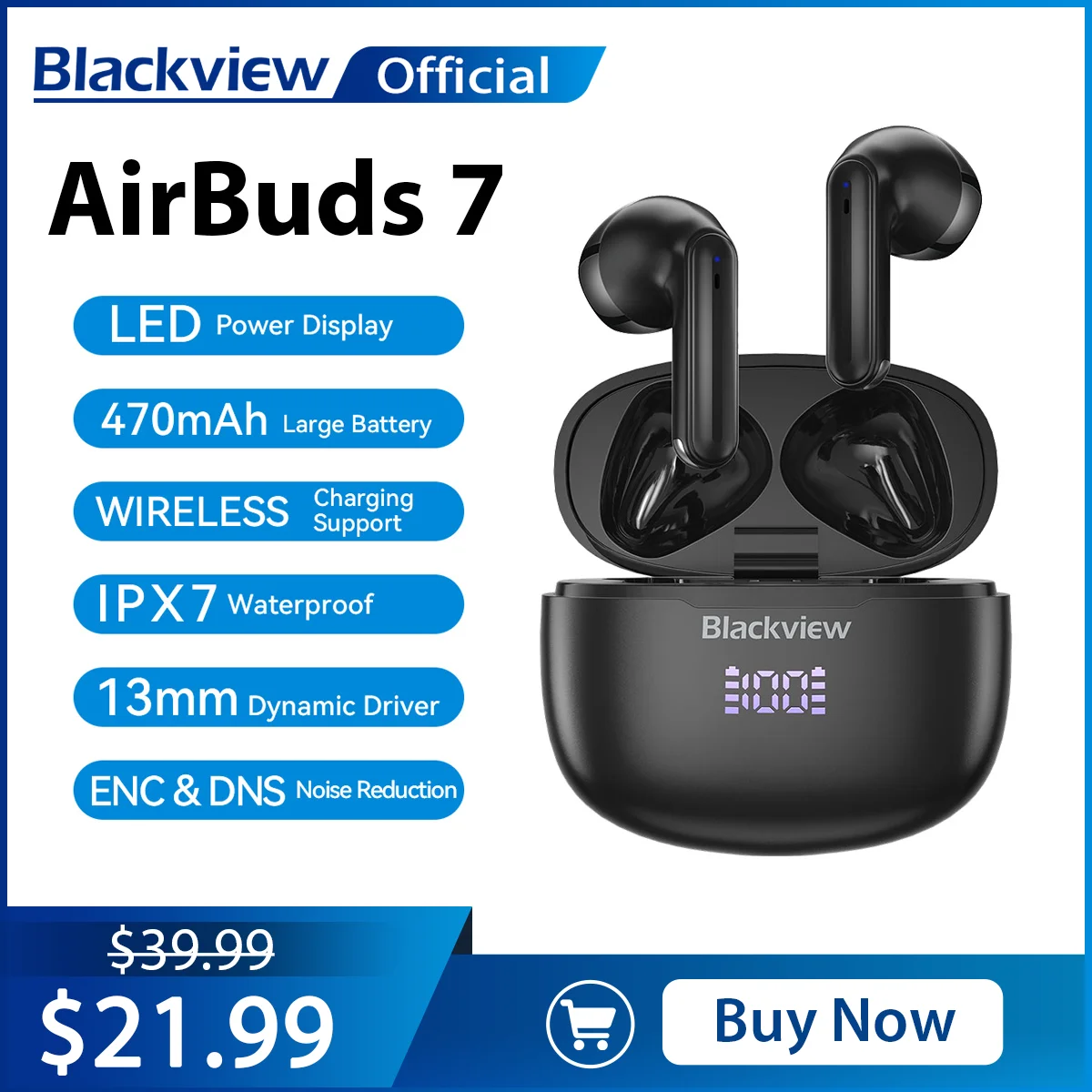 BlackviewNewAirBuds7PortableWirelessBluetoothHeadphonesInEar