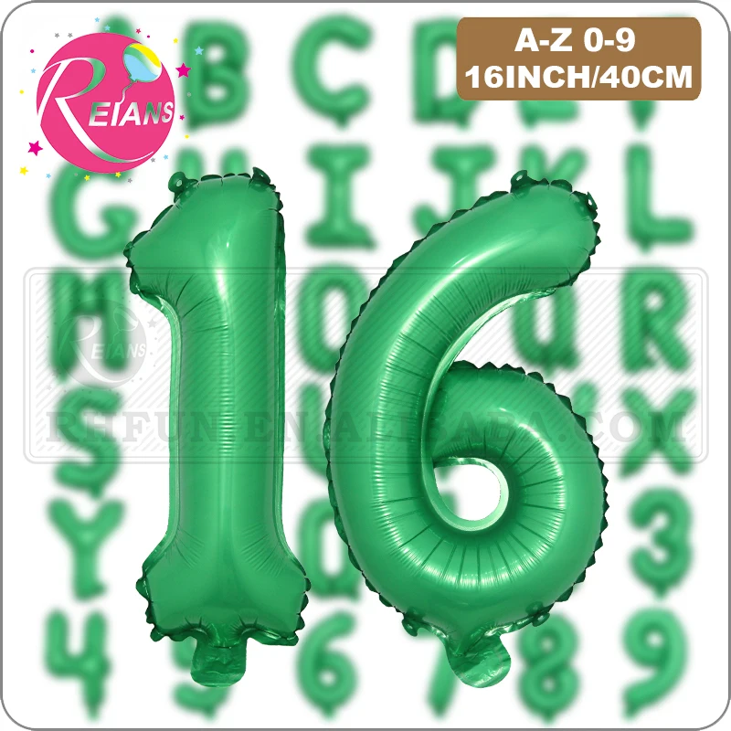 1640inchGreenAZletters09numbersballoonsbirthdaypartydecorationChristmaswedding
