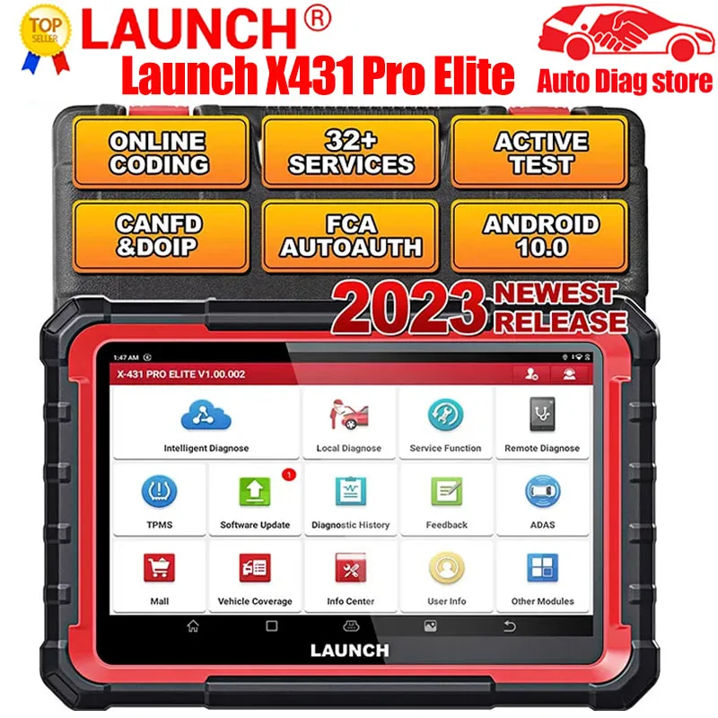 2023 Launch X431 Pro Elite Strumenti Diagnostici Per Auto, Strumento Di Scansione Bidirezionale, 31 + Reset Can Fd E Doip Ecu Coding Pk X431 V V4.0 Ob