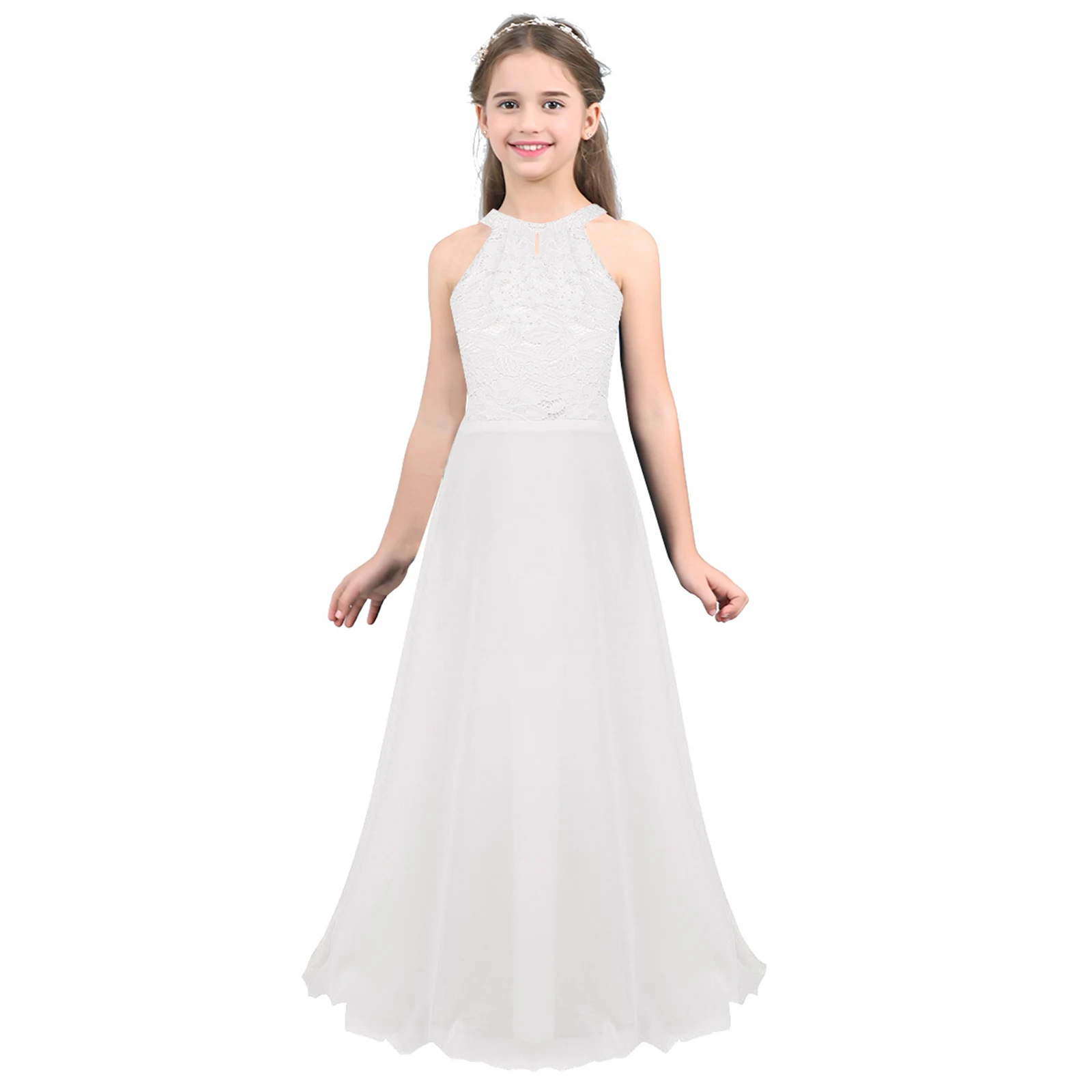 Girls Dress Princess Costume Childrens Birthday Party Summer Lace Wedding Dresses
