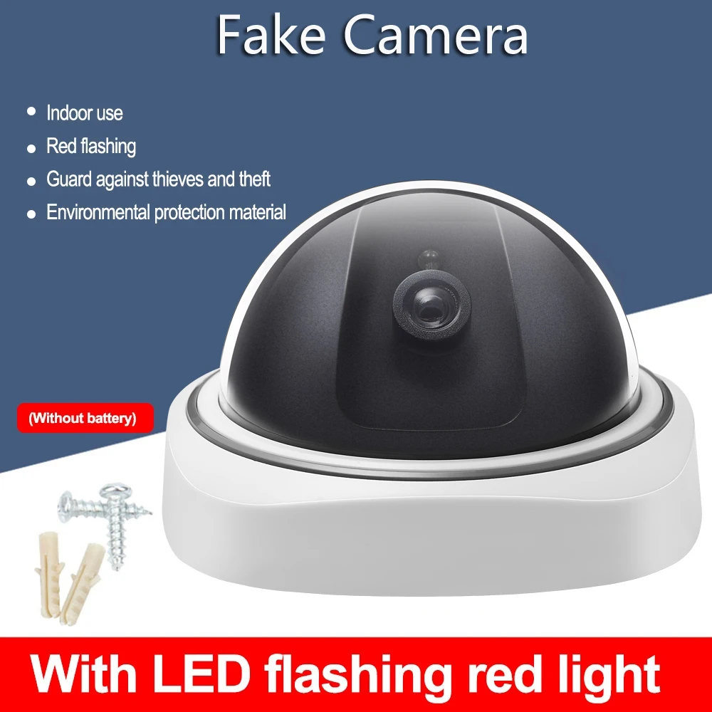 Caméra de Surveillance intelligente factice intérieure/extérieure, dôme domestique, fausse caméra de sécurité CCTV étanche avec lumières LED rouges clignotantes 1 Caméra de Surveillance intelligente factice intérieure/extérieure, dôme domestique, fausse caméra de sécurité CCTV étanche avec lumières LED rouges clignotantes 1