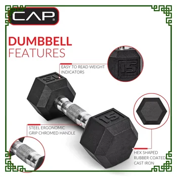20lb Rubber Hex Dumbbell Pair 5