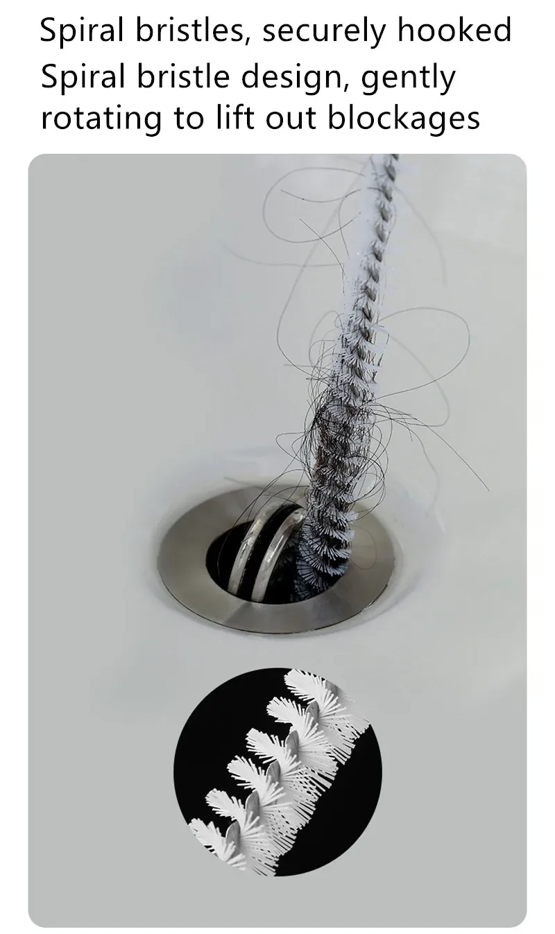 Pipe Dredging Brush Long Clean Kitchen Bathroom Hair Sewer Sink Cleaning Drain Pipe Flexible Cleaner Clog Plug Hole Remover Tool 3