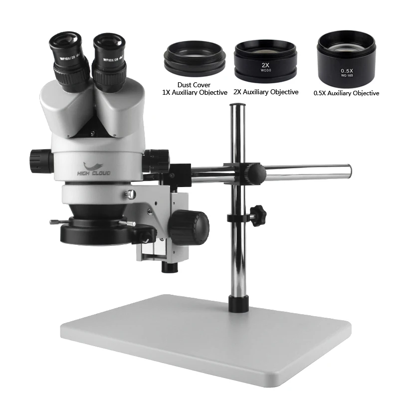 

Simul-Focal 7X-45X Continuous Zoom Stereo Trinocular Microscope Barlow Lens For Phone Lab PCB Watch Jewelry Repair Soldering