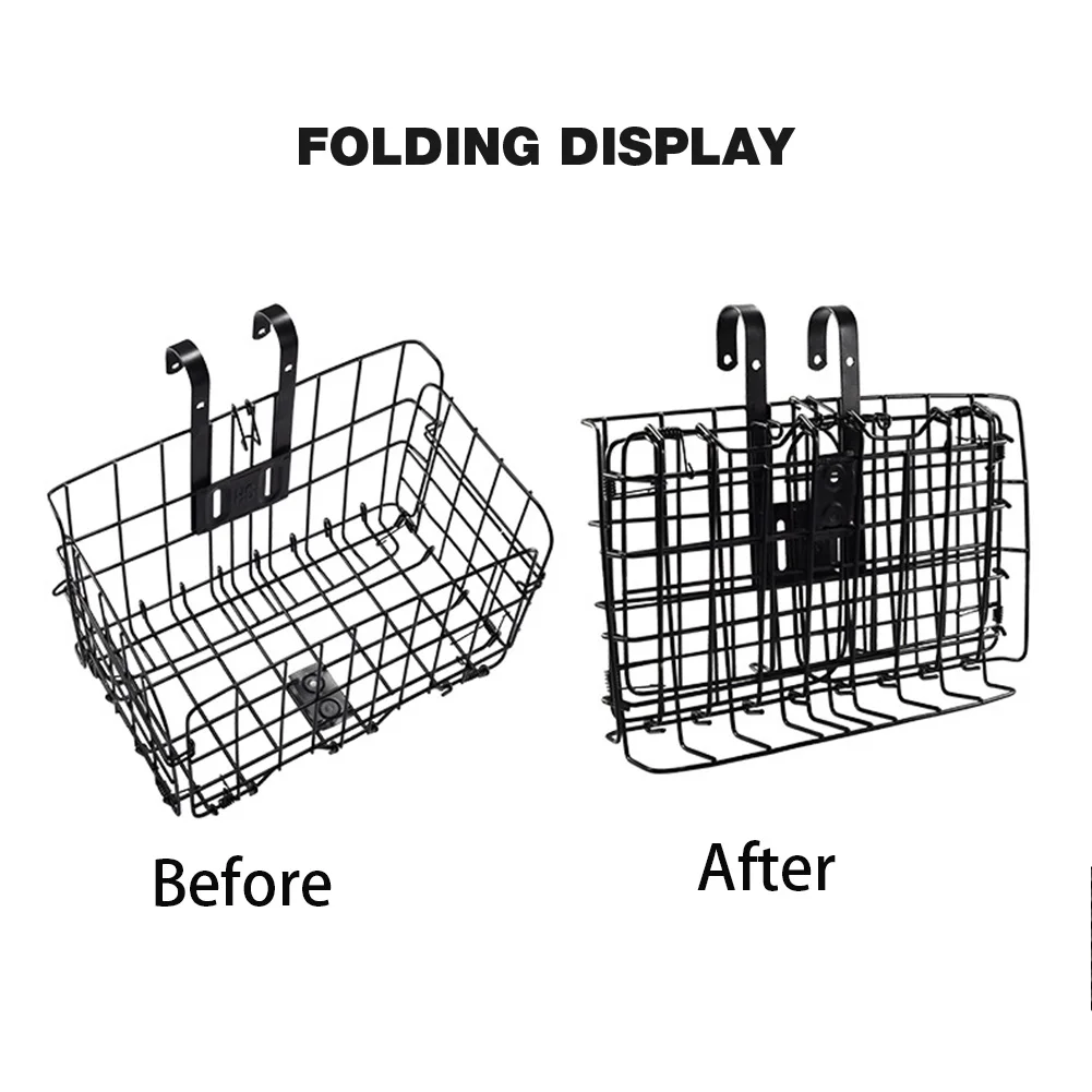 Bike Front Rear Basket Rust Proof Metal Wire Ebike Basket Non-Slip Quick Release Frame Basket for Outdoor Cycling Travel Basket