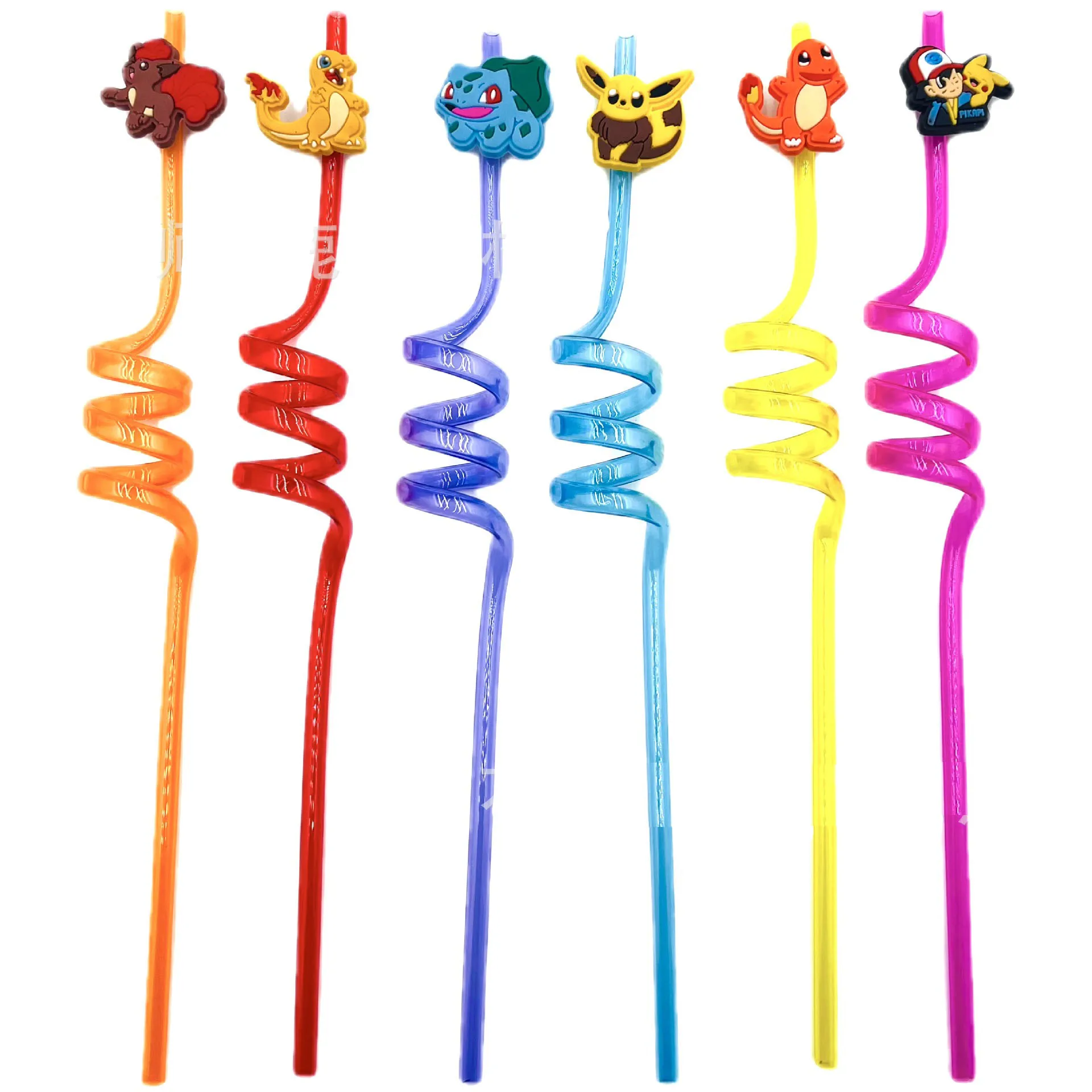 1/5/10PCS Pokemon Reusable Plastic Straws Pikachu Kids Birthday Party Decor  Straws Milkshake Ice Drinks Wedding Party Supplie