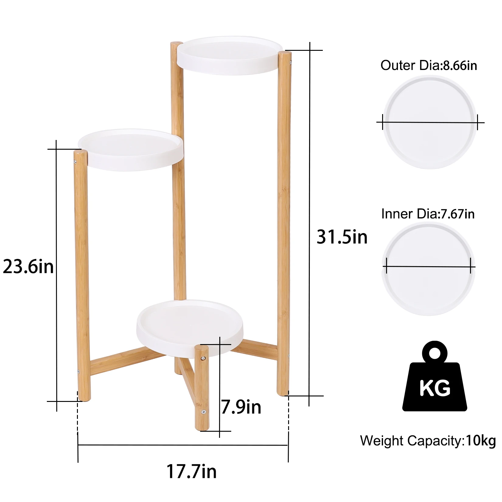 3 Tier Bamboo Plant Pot Display Shelf Flower Stand Holder Outdoor Garden Balcony Storage Rack