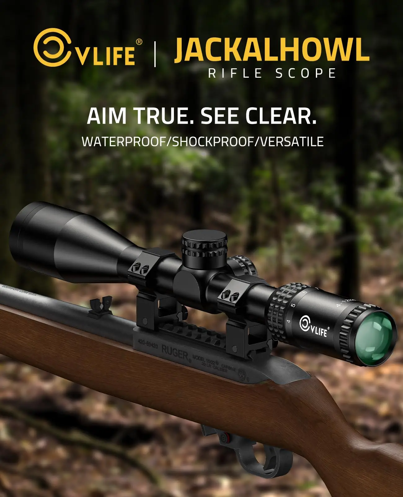 CVLIFE JackalHowl F02 Scope 1-inch Tube SFP Compatible with Rifle with20mm Scope Rings Second Focal Plane Picatinny Mount Hunt