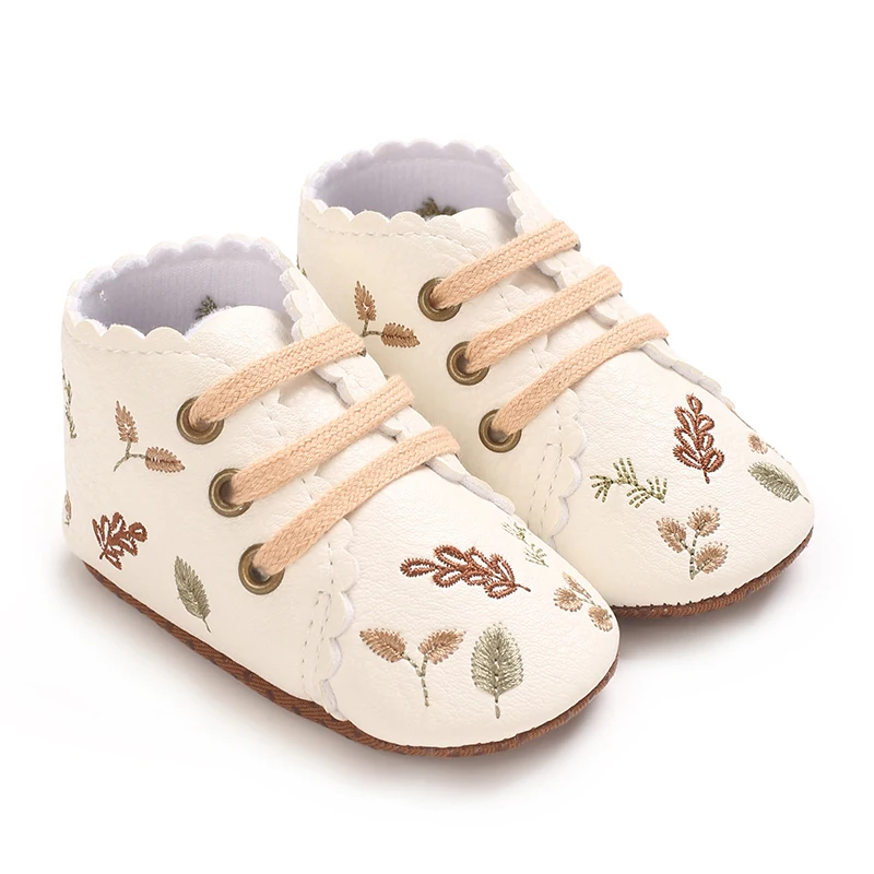 Fashion Spring and Autumn 0-18M Baby Shoes PU Printed Soft Bottom Comfortable Baby Walking Shoes