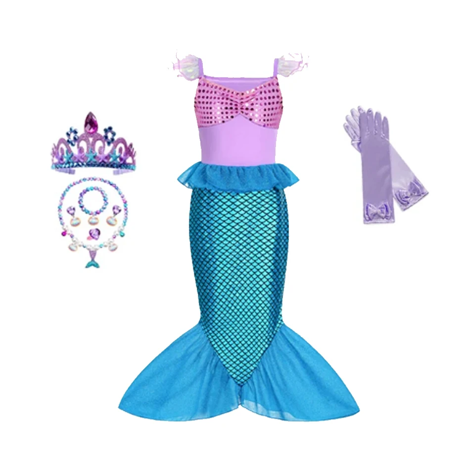 thumbnail image 1 of Disfraz de princesa Disney, sirena, Ariel, para niñas, niños, cosplay, carnaval, fiesta de cumpleaños, ropa de graduación, vestido de verano, 1 of 5