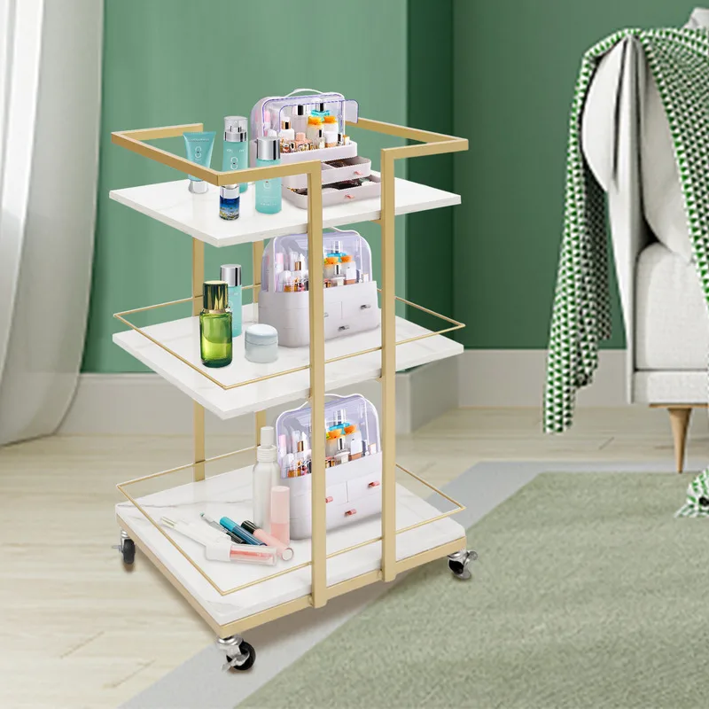 Storage Rolling Barber Cart Utility Metal with Wheels Makeup Trolley Multi-purpose Rack Trolley Salon Furniture