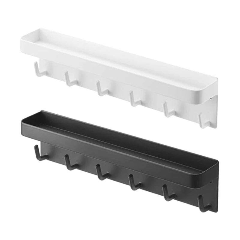 

Wall-Mounted for Key Mail Holder Rack Shelf with 6 Hooks Tray for Engryway Hallway Closet Home Drop shipping