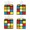 Custom 3x3 Rubiks Cube Pattern Tissue Box Cover PU Leather Square Facial Tissues Holder for Bathroom 2