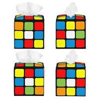 Custom 3x3 Rubiks Cube Pattern Tissue Box Cover PU Leather Square Facial Tissues Holder for Bathroom 2