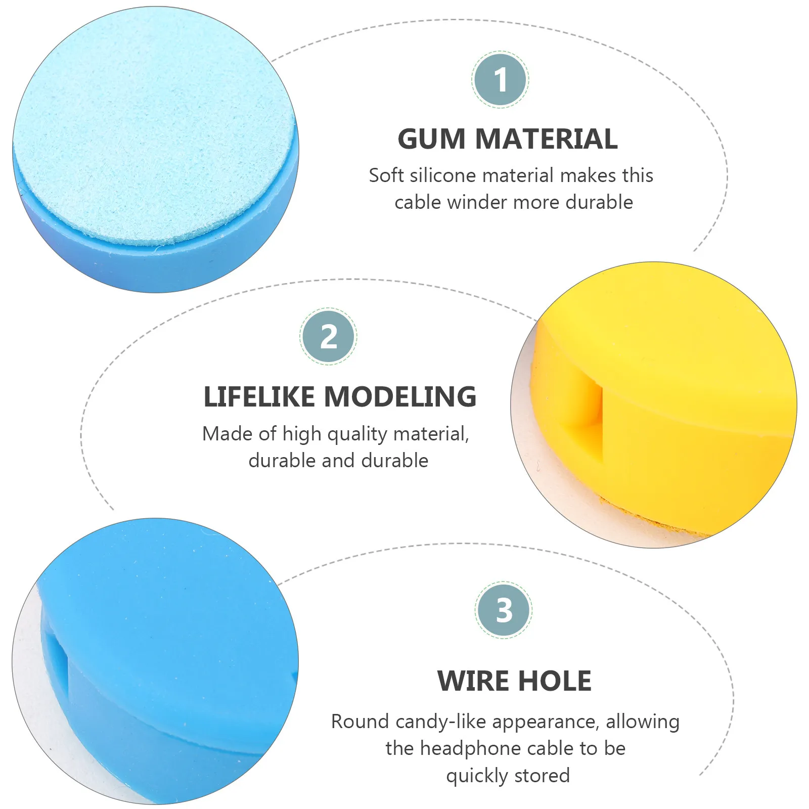 5Pcs 실리콘 와이어 정리기 라운드 케이블 와인더 이어폰 케이블 관리 깔끔한 와이어 보관을 위한 데스크탑 코드 홀더