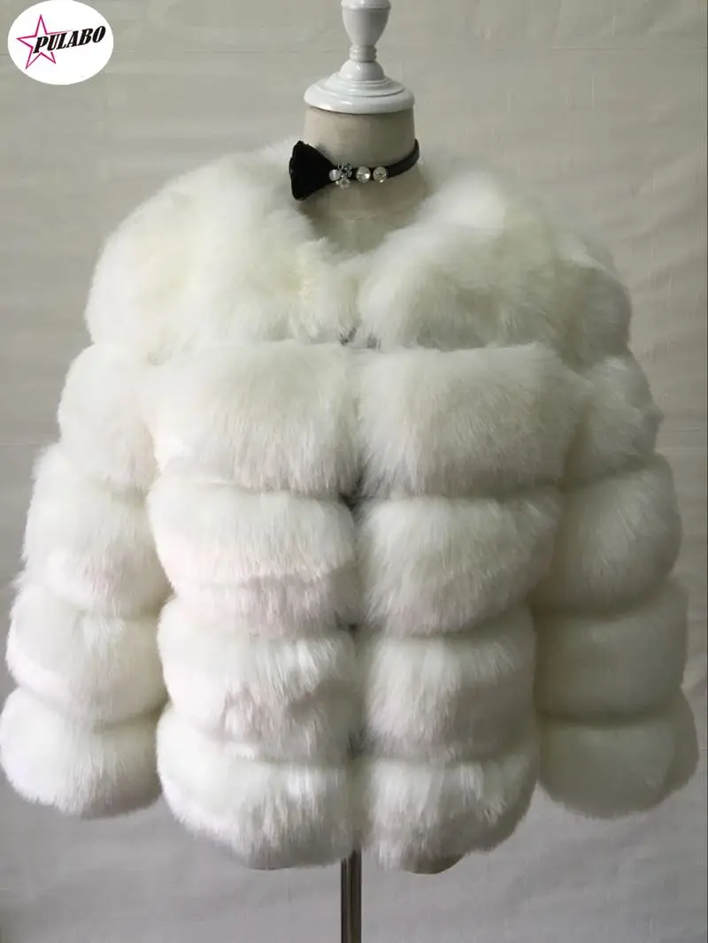 

PULABO Women's Faux Fur Coat Super Hot Autumn Winter Women Short Faux Fox Fur Fluffy Jacket High Quality 7xl Ladies Furry Coats