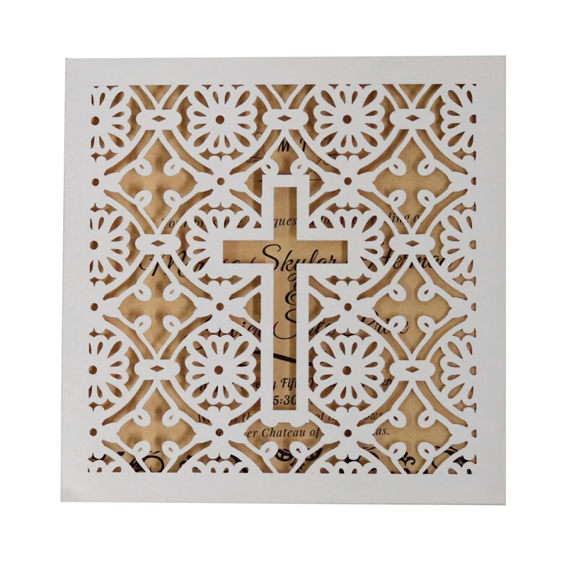 10/20/30pcs Christian Cross Invitations Card Laser Cut Wedding Invitations Greeting Cards Baby Shower Birthdays Party Supplies images - 6
