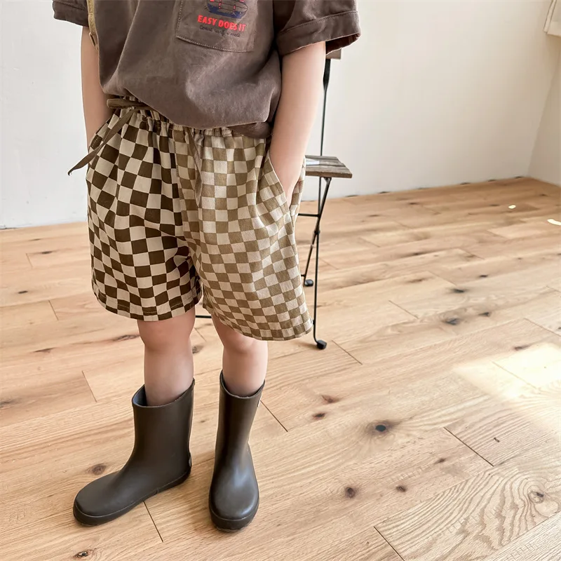 Children Summer Thin Patchwork Shorts Baby Girls Loose Boutique Short Pants For Boys New Fashion Plaid Cotton Short Tousers kids shorts,kids trousers