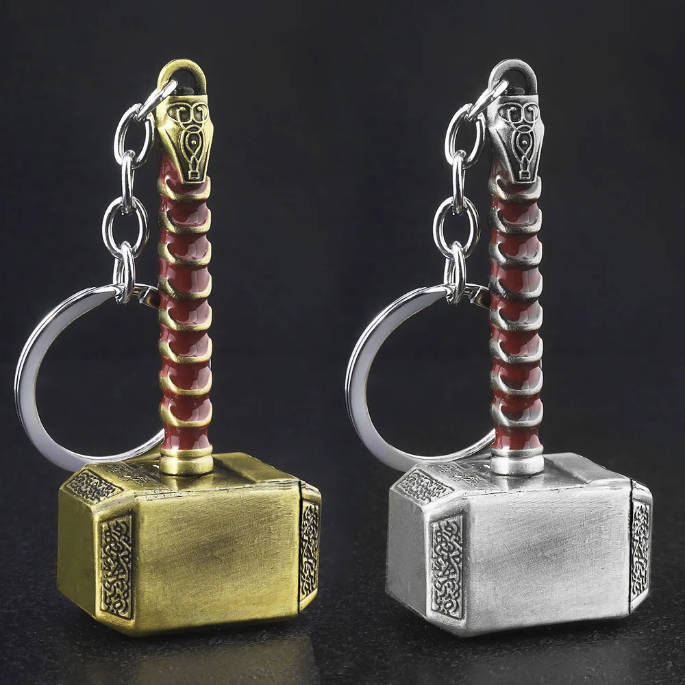Metal Keychain Thor's Hammer Metal Keychain Bottle Opener Movie Keychain Role Playing Prop Fan Bag Decoration Car Pendant Gift