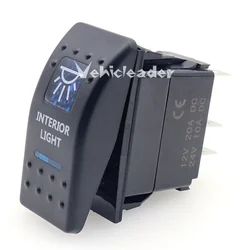 Waterproof Dual Blue LED Rocker Switch for Vehicle and Marine Use (INTERIOR LIGHT)