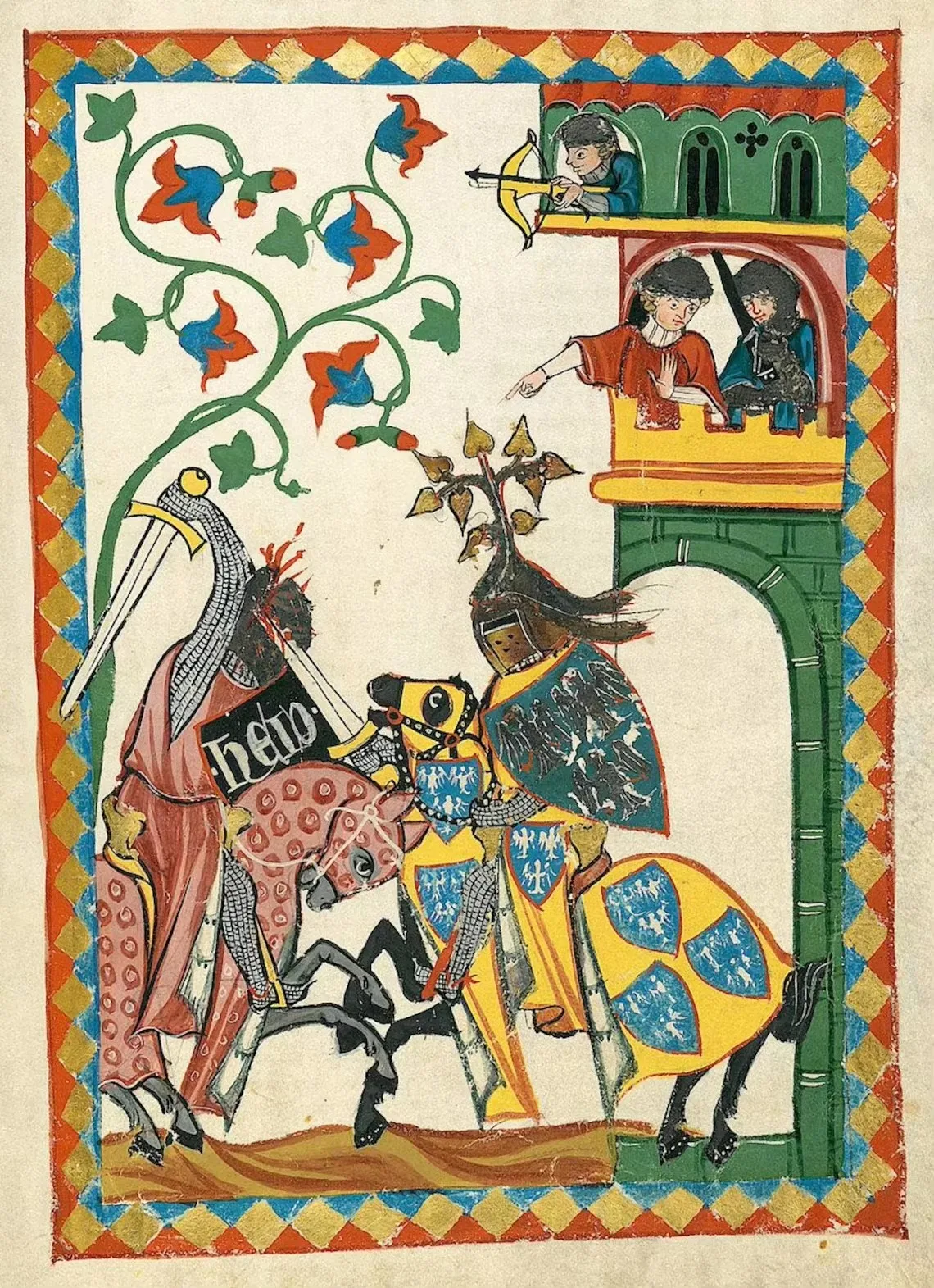 Vintage Medieval Lovers on Horse Canvas Art Print - Retro European Wall Décor