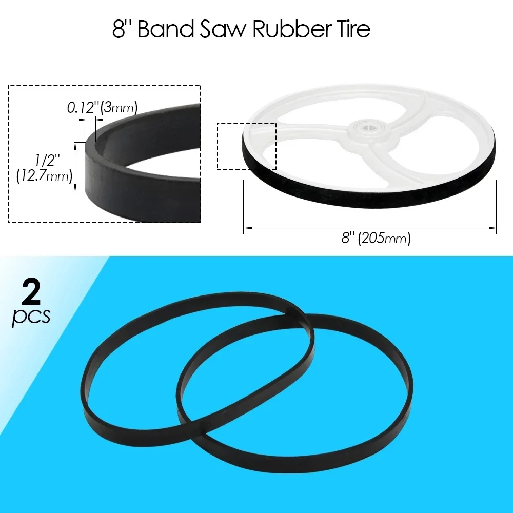 2pcs Bandsaw Rubber Band 8" 1425mm 9" 1570 12" 2240mm 14" 2560mm WoodWorking Band Saw Tires Scroll Wheel Ring Parts