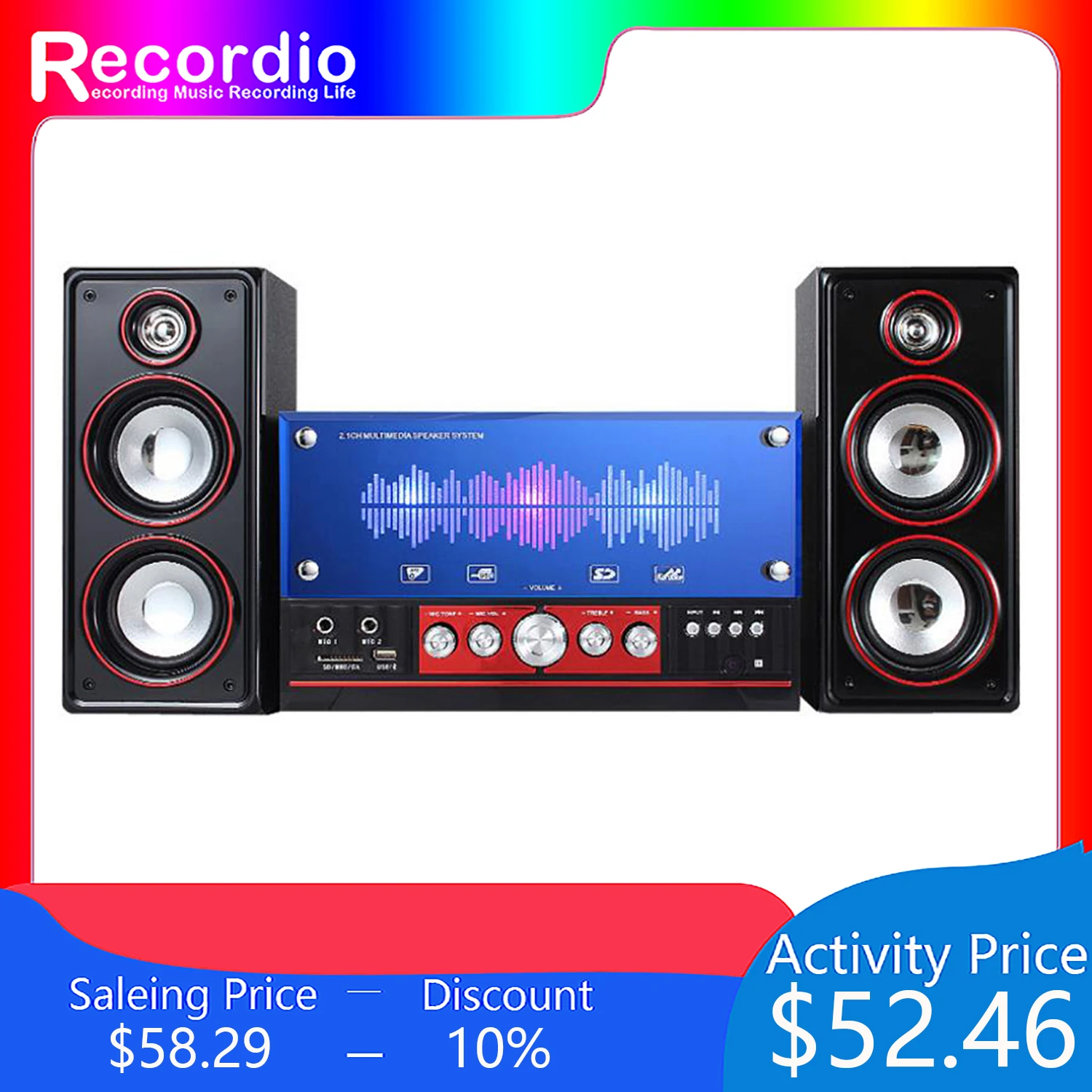 de audio para ordenador, altavoz multimedia de con subwoofer 1106, BT, para TV y hogar, GAS 2,1|Combinación de altavoces| - AliExpress