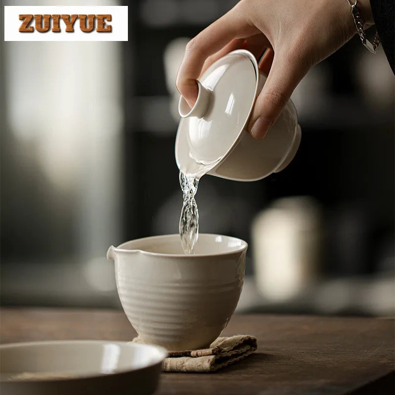 Plant Ash Cover Bowl Japanese Anti Scald Ceramic Kung Fu Set Boutique Tea Tureen Tea Making Gaiwan Cafes Collection Gifts 180ml