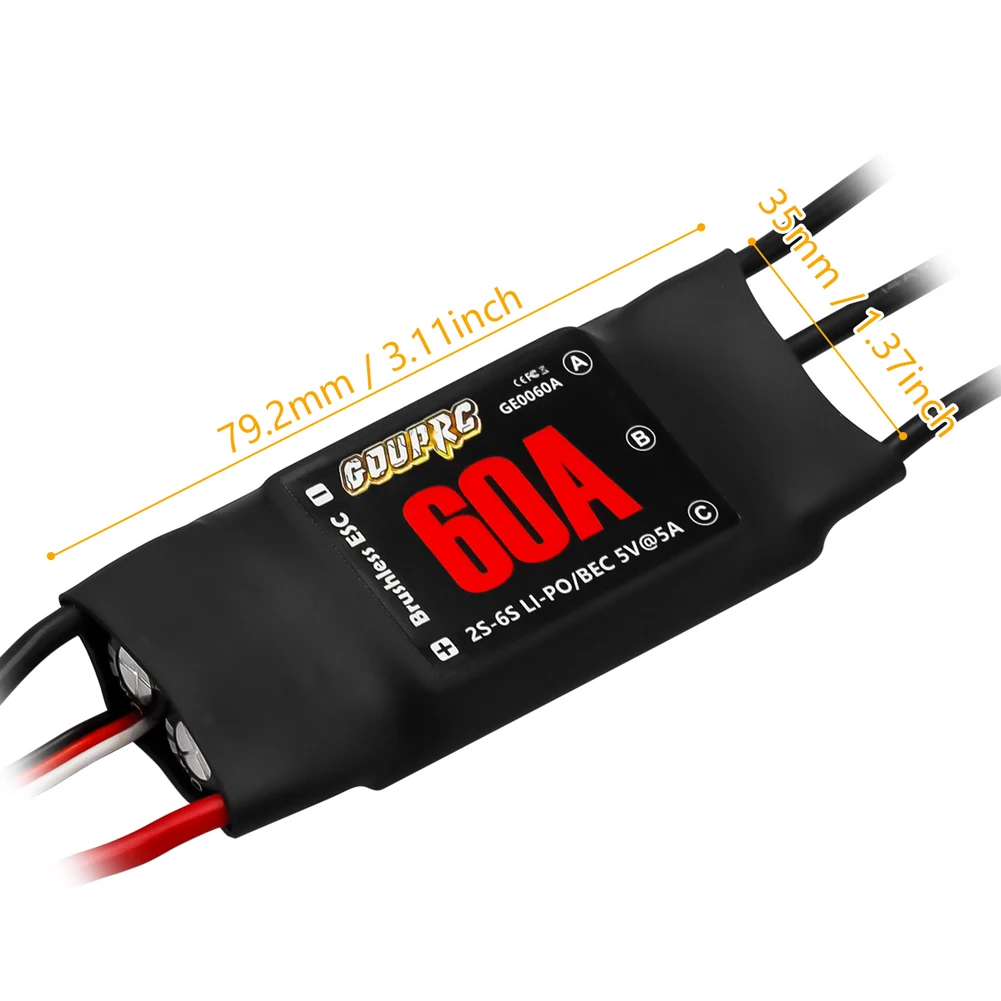 ESC Brushless 60A 2-6S BEC 5V/7A XT60 pour Drone RC