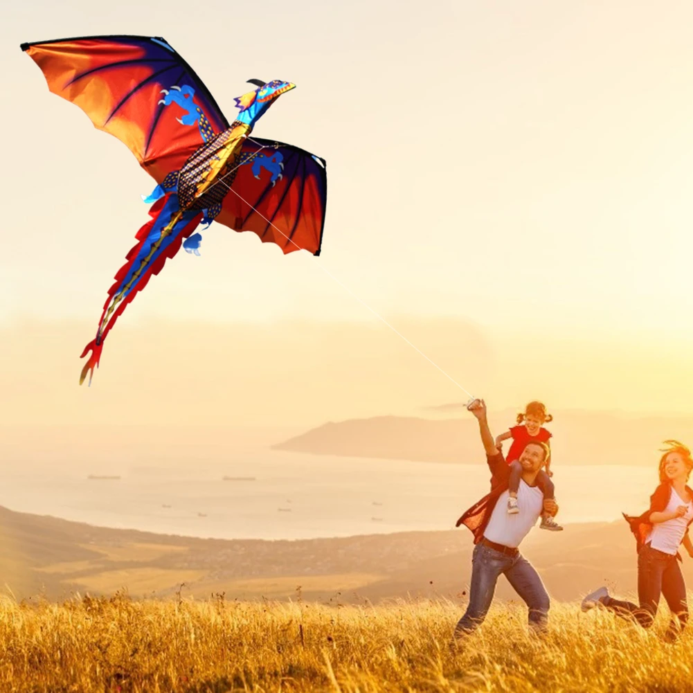 Creative Kite Cute Lifelike 3D Dragon Outdoor Sport Fun Flying Kite for Child Toy Fun Games for Friend Gathering