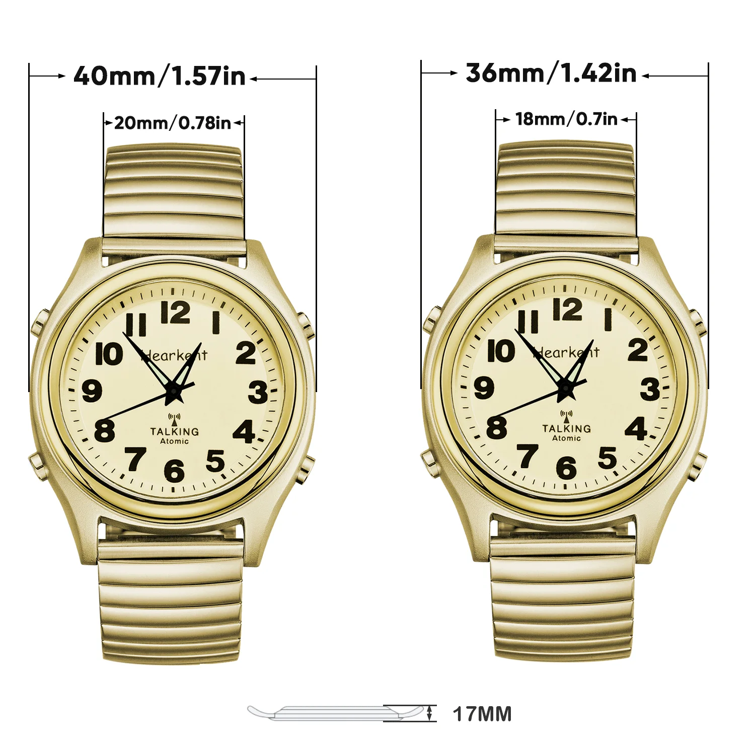 Hearkent English Talking Watch for Elderly Classic Elastic Strap Watch US Atomic Clock Digital Watch Couple Watch Parents Gift