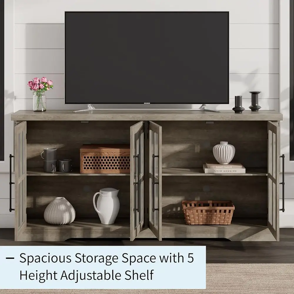Rustic Hutch with Glass Doors 3