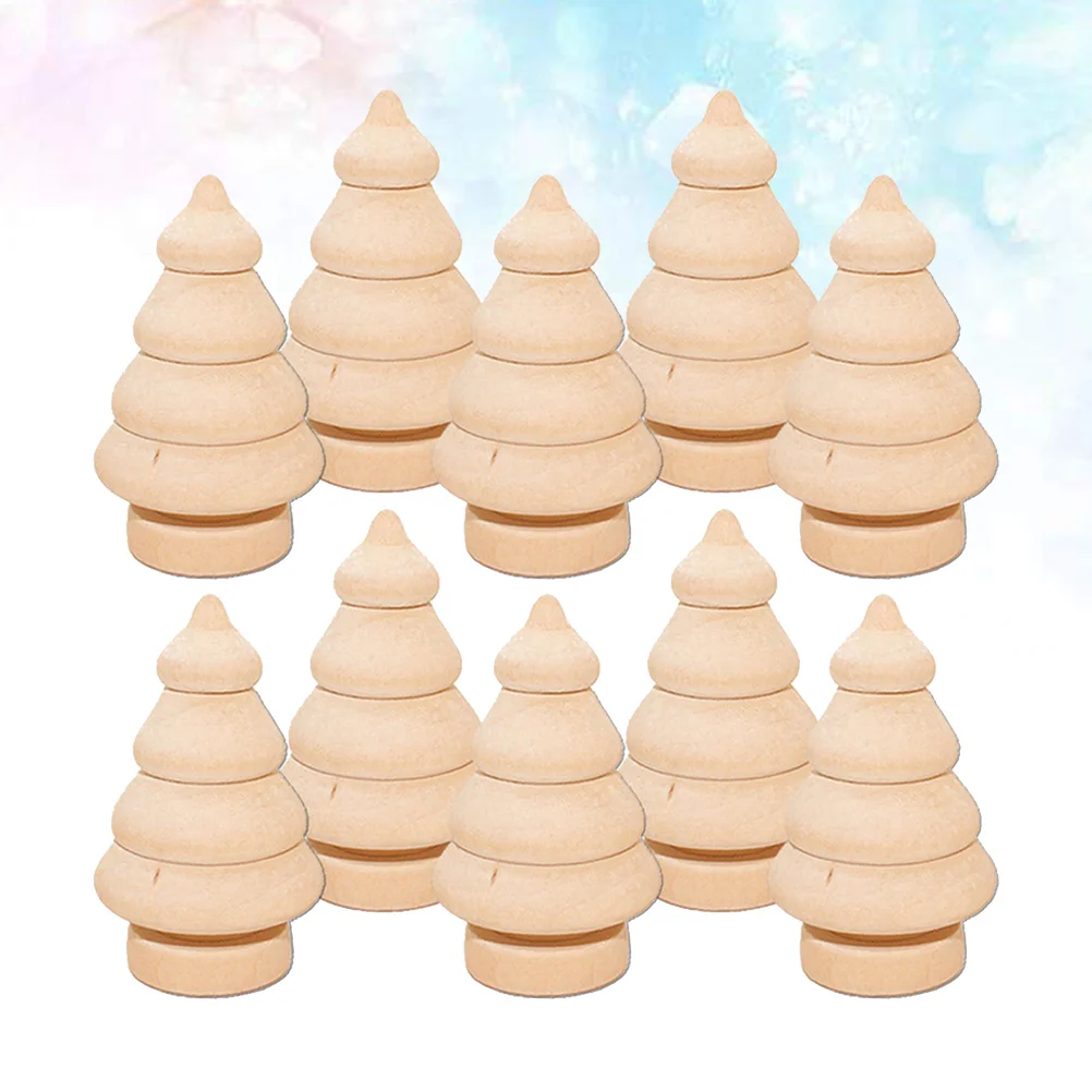 

10 Pcs Blank Home Decoration Christmas Tree Wood Ornaments Wooden Unfinished DIY