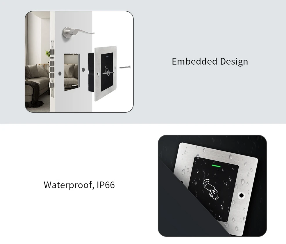 Embedded Metal Access Control System Kits Waterproof 125KHz RFID Reader 1000 Use