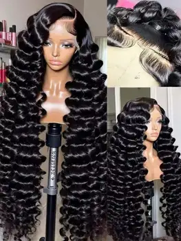 40 42 Inch Loose Deep Wave Frontal Wigs 250% 13x4 13x6 HD Lace Frontal Wigs For Women Remy Loose Deep Curly Human Hair Wigs 1