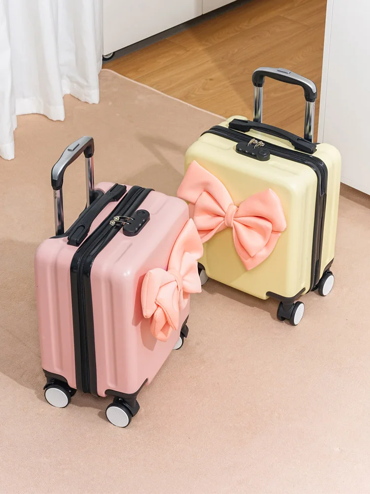 14-Inch Women's Small Lightweight Luggage With Quiet Wheels, Portable Suitcase For Flights, Pull Handle, New Travel Password_voghion.com