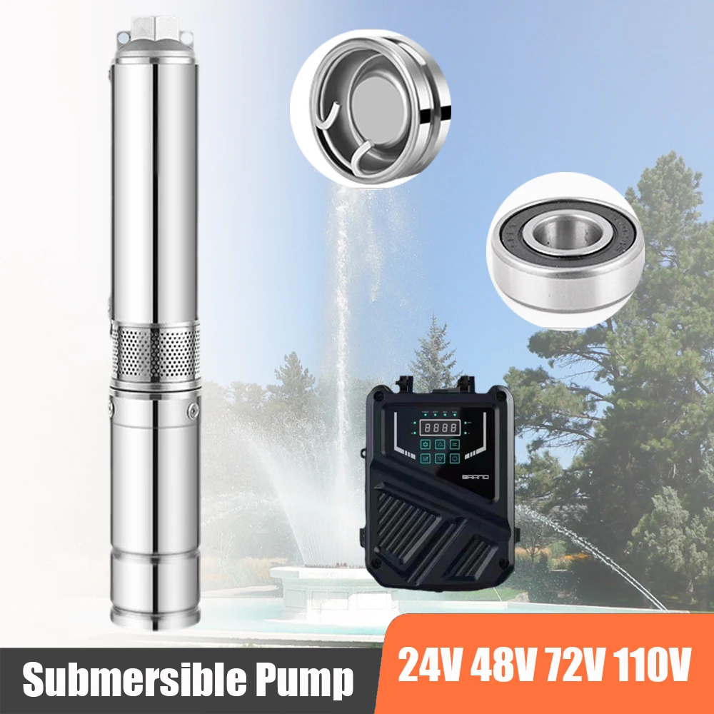 Lift 20m-190m DC12V 24V 48VSolar Water Pump Deep Well Pump 200W 1100W Screw Submersible Pump Irrigation Garden Home Agricultural